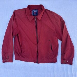 ZERIMAR Mens Lined Jacket Red Full Front Zip Pockets Button Cuffs Sz L